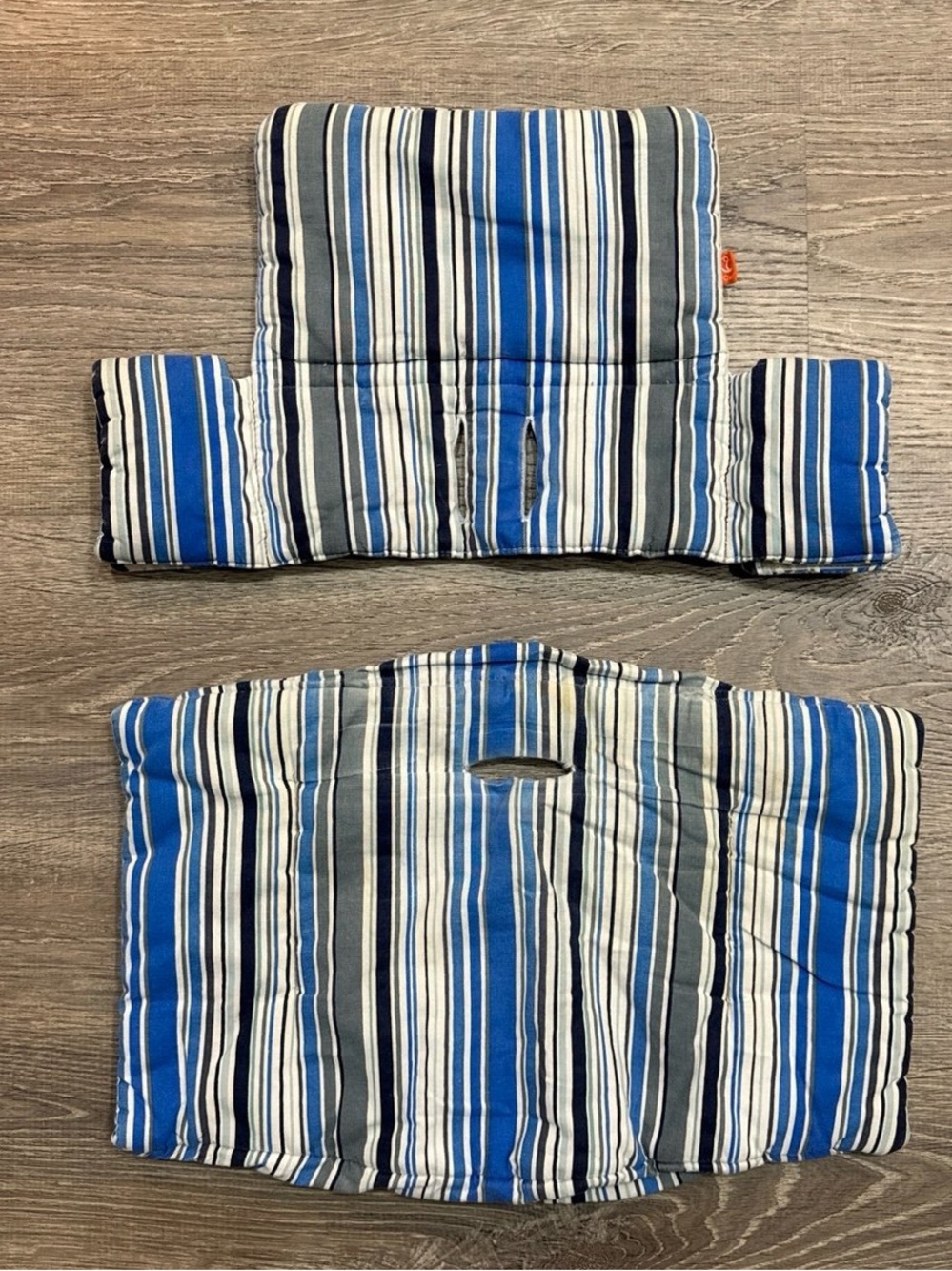 Stokke Tripp Trapp Striped Blue, Gray & White Padded Highchair Cover